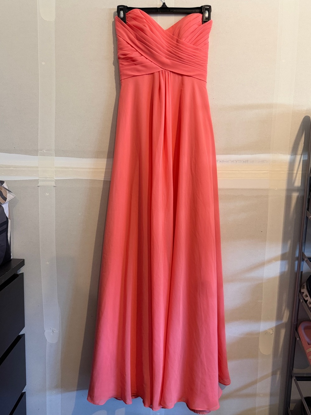 Allure Bridals Strapless Coral Dress with Ruched Sweetheart Bodice